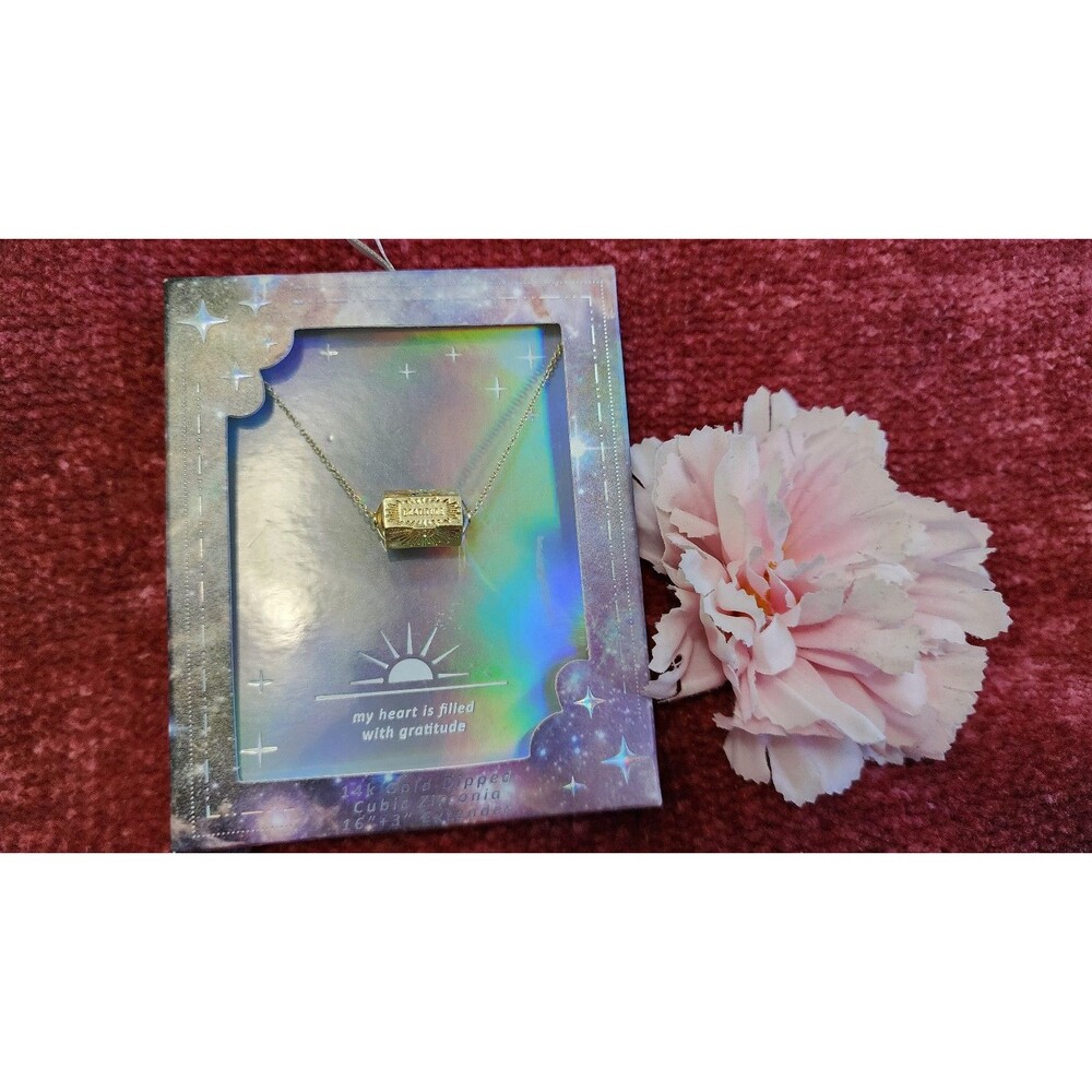 New In Box Gratitude 14K Gold Dipped Gold Tone Unique Y2K Necklace
